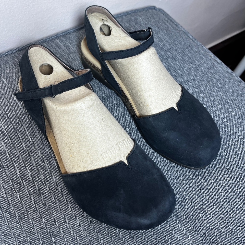 Dansko Fawna Black Nubuck Leather Mary Jane Slingback Flats Size 37 EU 6.5-7 US